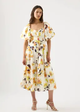 Aje Soleil Belted Dress Pressed Sunflowers Size 12 for rent on The Volte - image 1