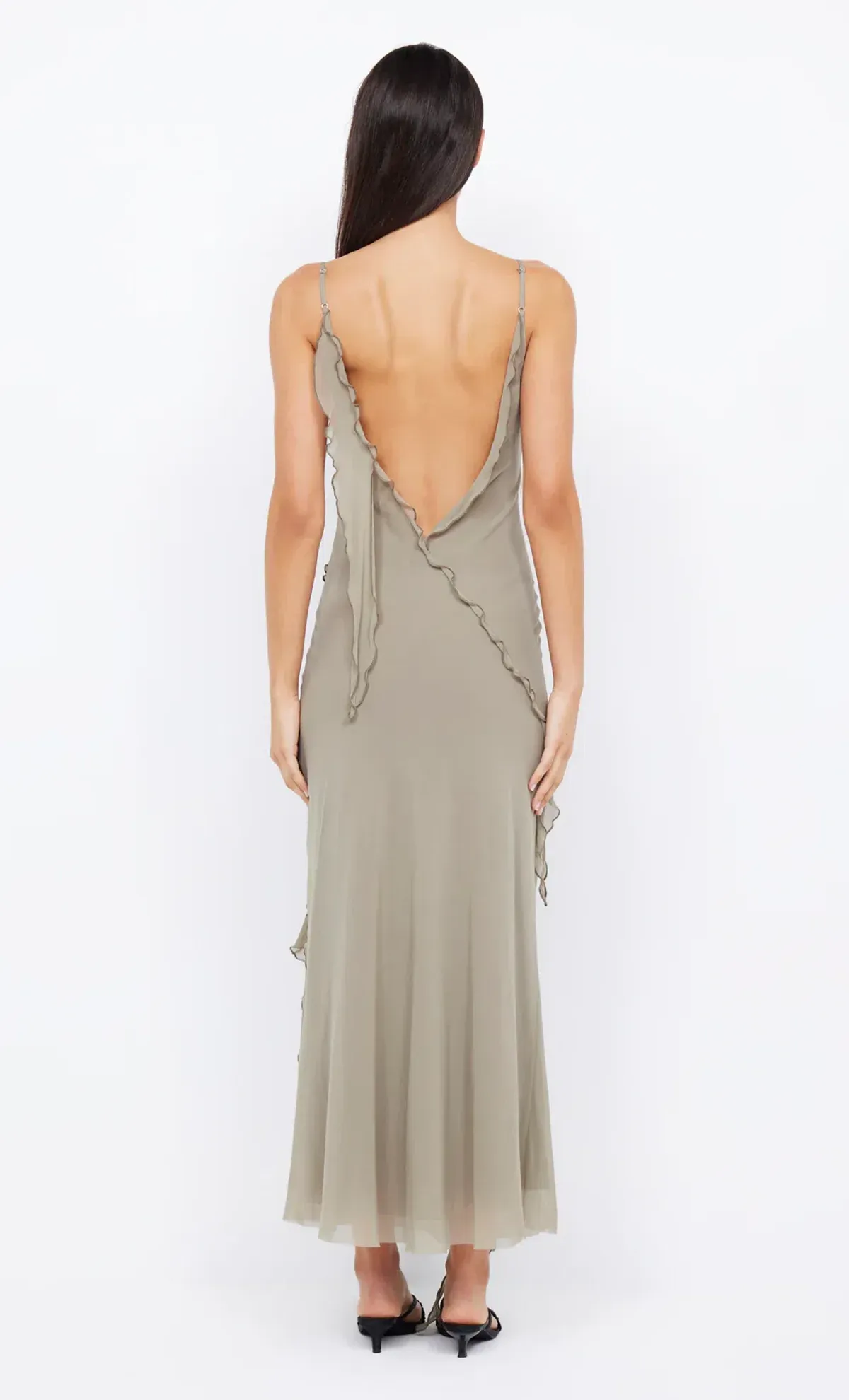 Bec & Bridge Gabriel Frill Maxi Dress in Sage Size 10 - Image 3