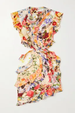 Zimmermann Patchwork Paisley Wonderland Frill Mini Dress Multi Floral Size 1/Au 10 for rent on The Volte - image 5