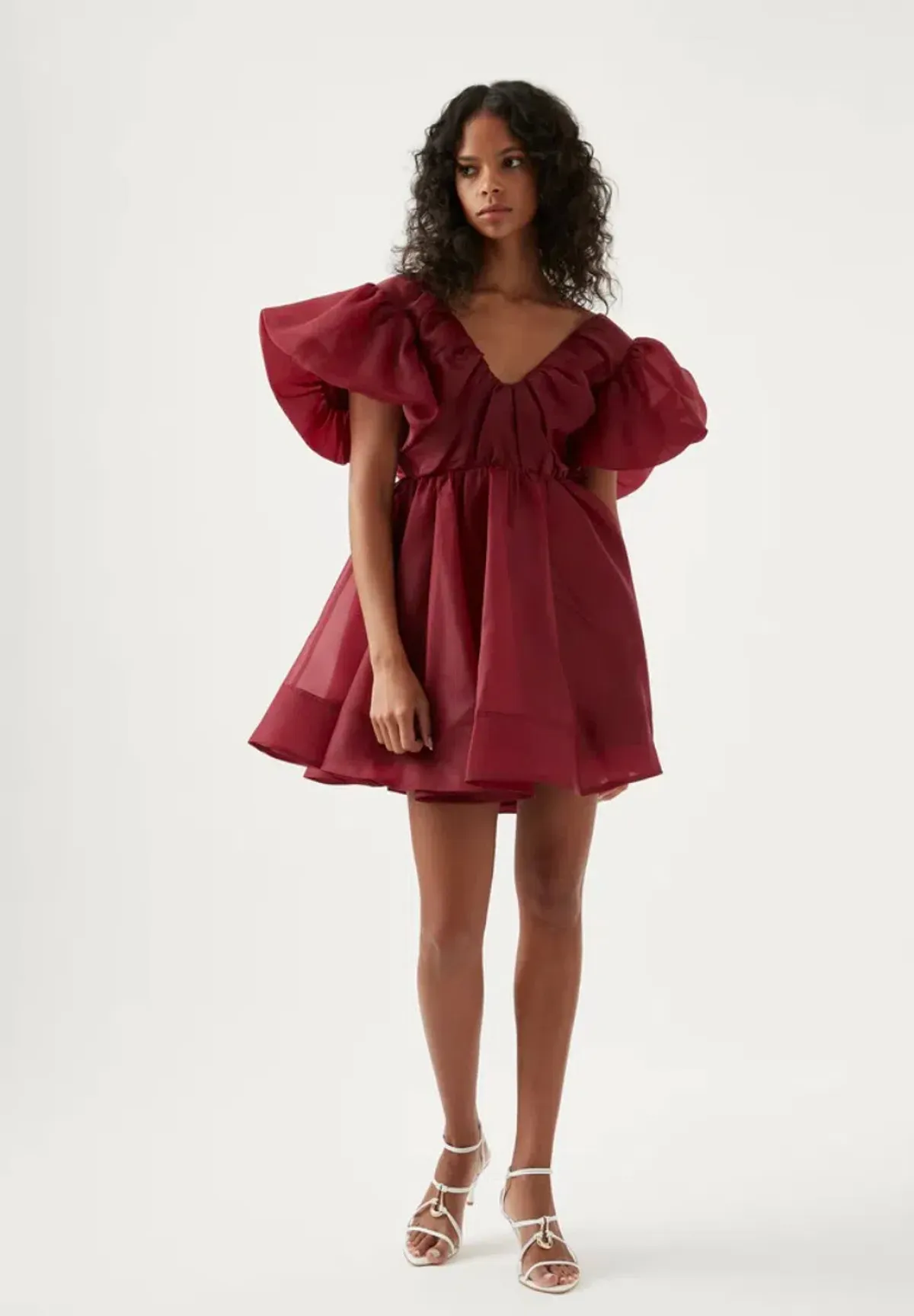 Aje Gretta Organza Mini Dress Burgundy Size 10 - Image 1