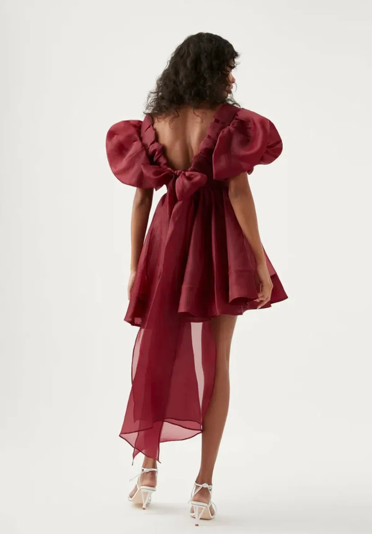 Aje Gretta Organza Mini Dress Burgundy Size 10 - Image 3