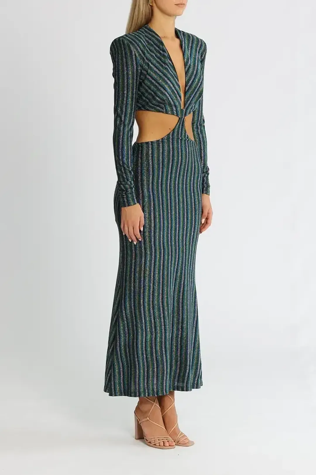 MISHA Despina Dress Blue Disco Stripet Size 10/M for rent on The Volte - main image