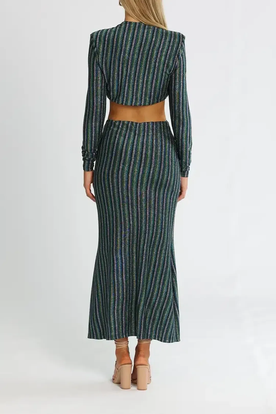 MISHA Despina Dress Blue Disco Stripet Size 10/M for rent on The Volte - main image