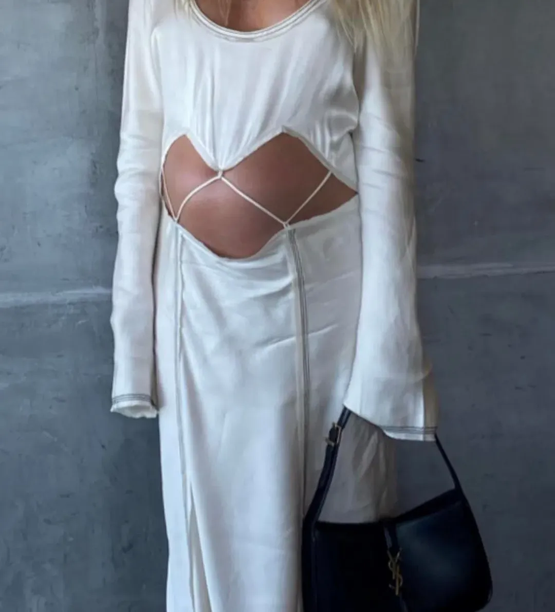 Bec & Bridge Naomi Long Sleeve Cut Out Dress in Ecru Size 8 for rent on The Volte - main image