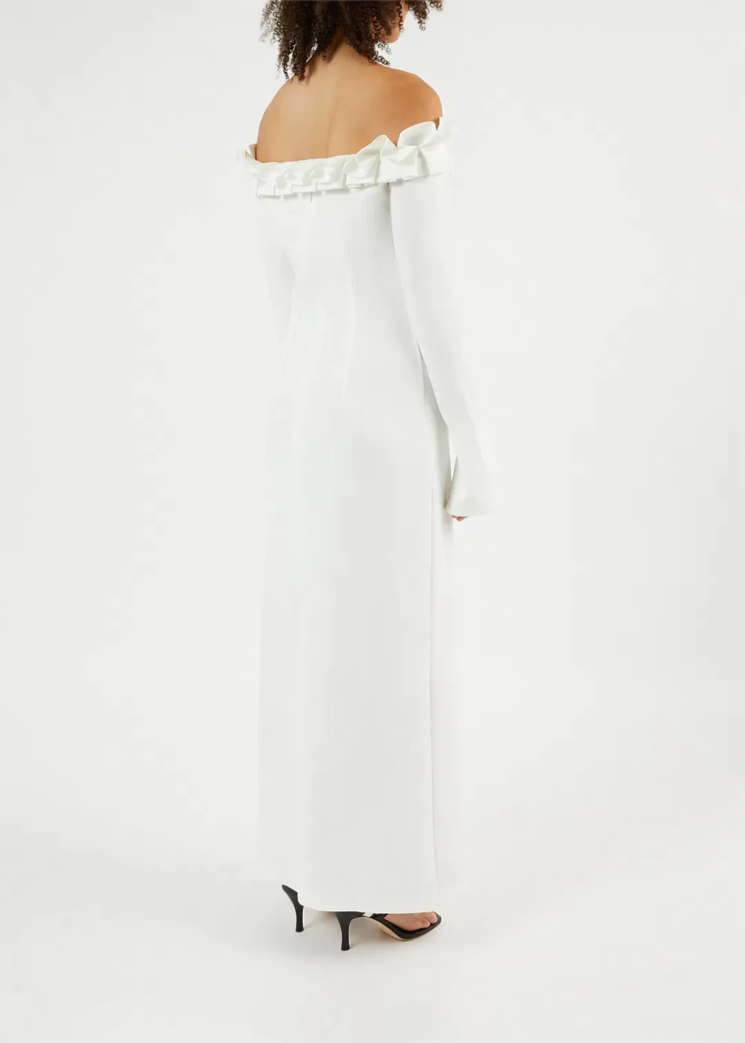Aaizel Ruffle Off Shoulder Maxi Dress White Size 10 for rent on The Volte - main image