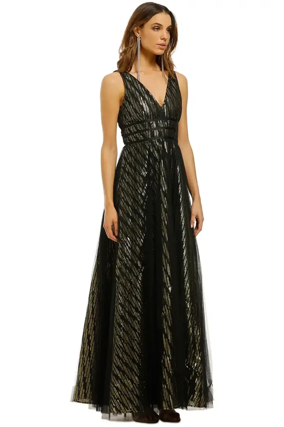 Montique Mirabella Lurex Gown Black and Gold Size 14 - Image 2