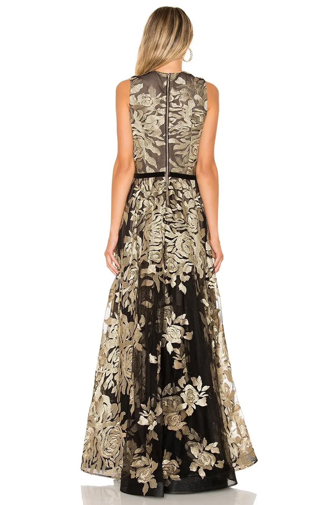 Bronx and Banco Golden Rose Gown Gold/Black Floral Size 8 for rent on The Volte - main image