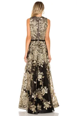 Bronx and Banco Golden Rose Gown Gold/Black Floral Size 8 for rent on The Volte - image 2