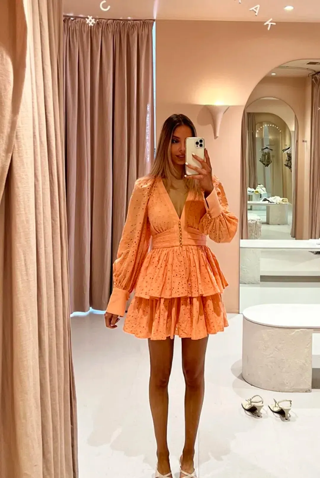 Acler Amelia Dress Orange Size 8 for rent on The Volte - main image