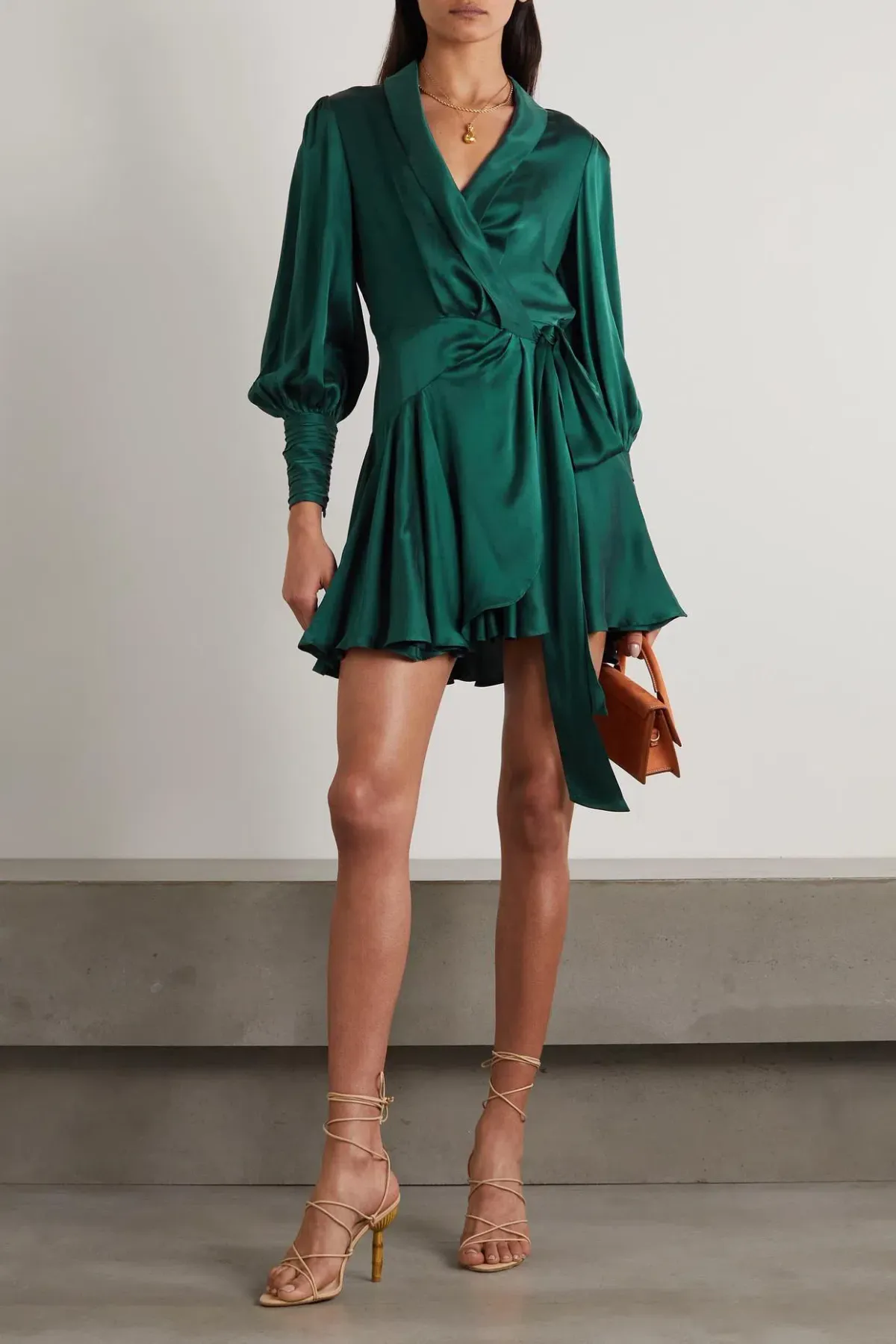 Zimmerman Silk Wrap Mini Dress Green Size 0/AU 8 - Image 1
