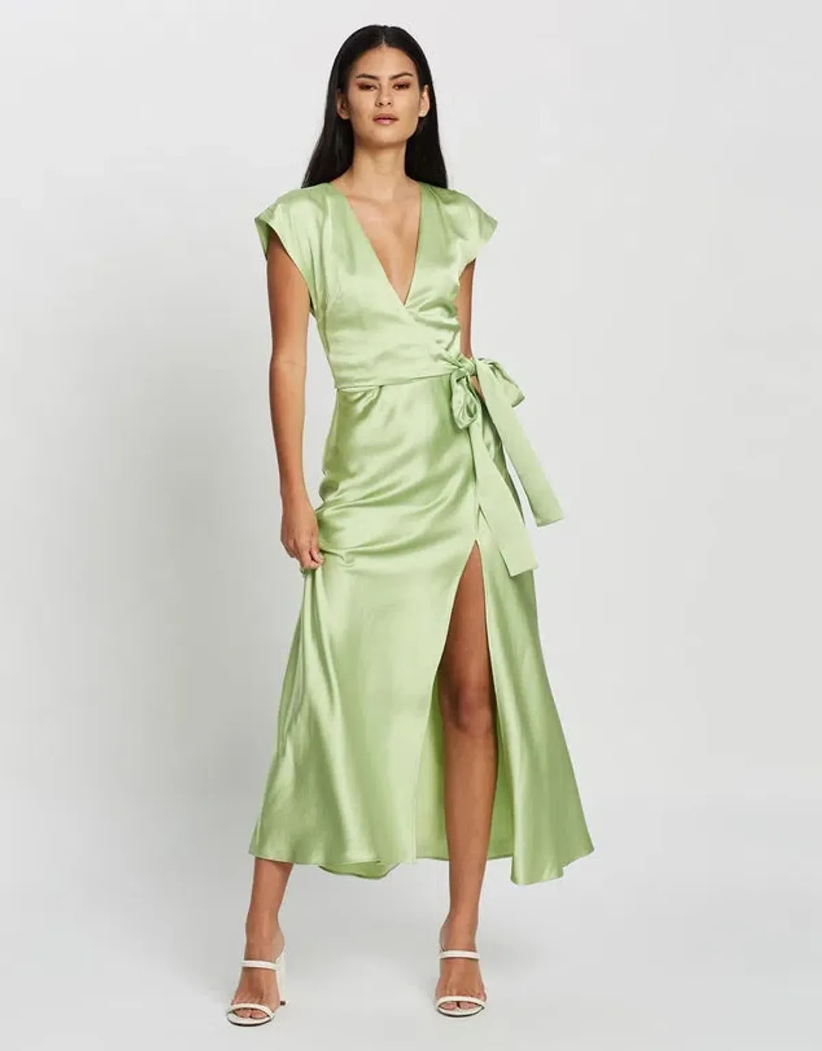 Bec & Bridge Apple Eyes Wrap Midi Dress Green Size 8 - Image 1