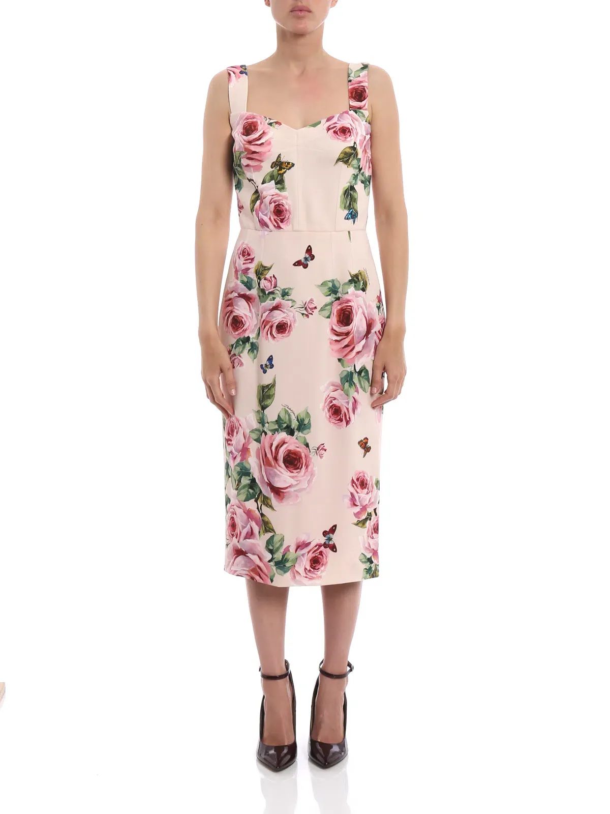 Dolce and Gabbana Cady Pink Rose and Butterfly Dress Floral Size AU 8 - Image 1