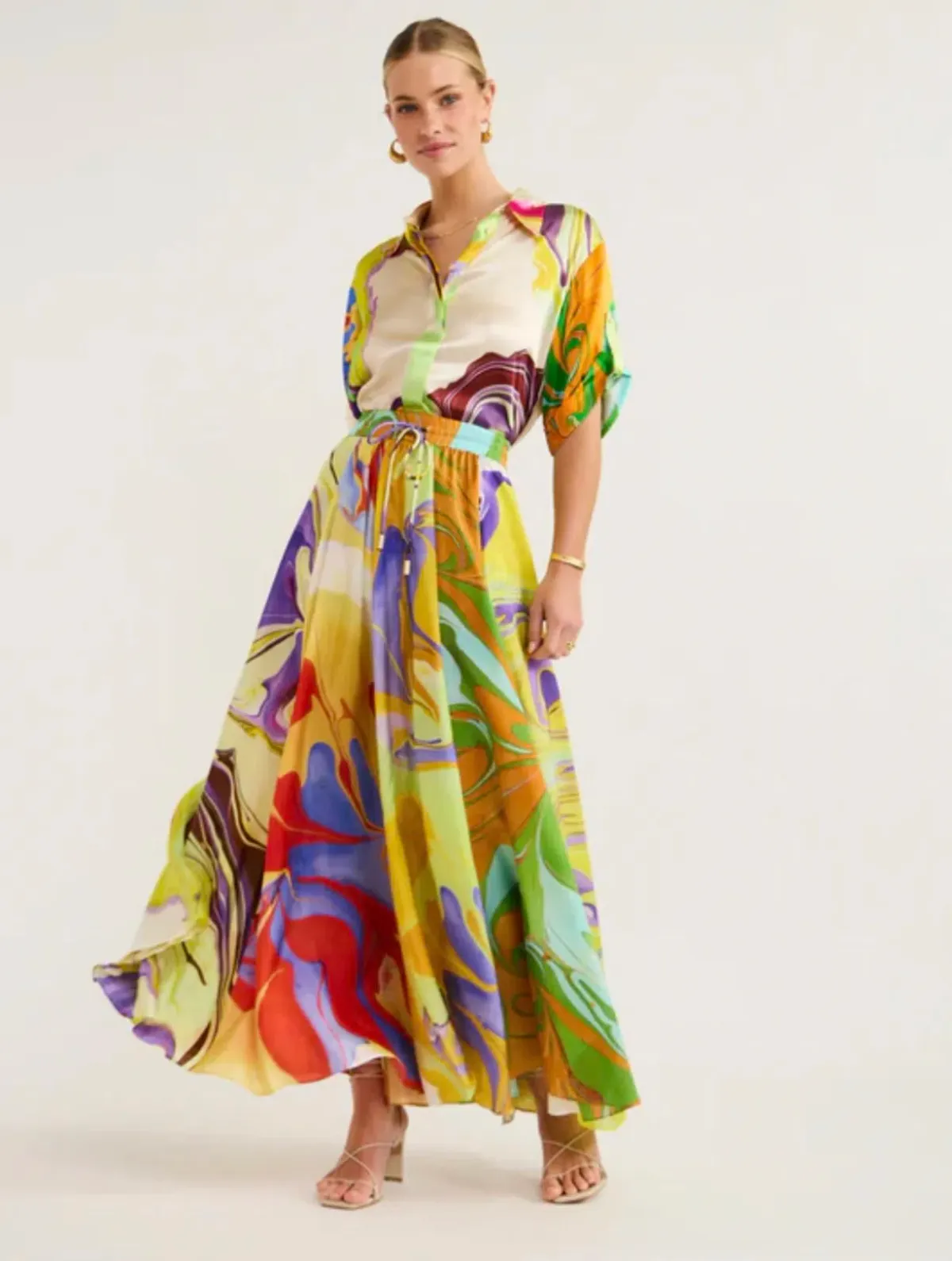 Alemais Luca Silk Top Size 8 and Skirt Size 10 Set Multi - Image 1