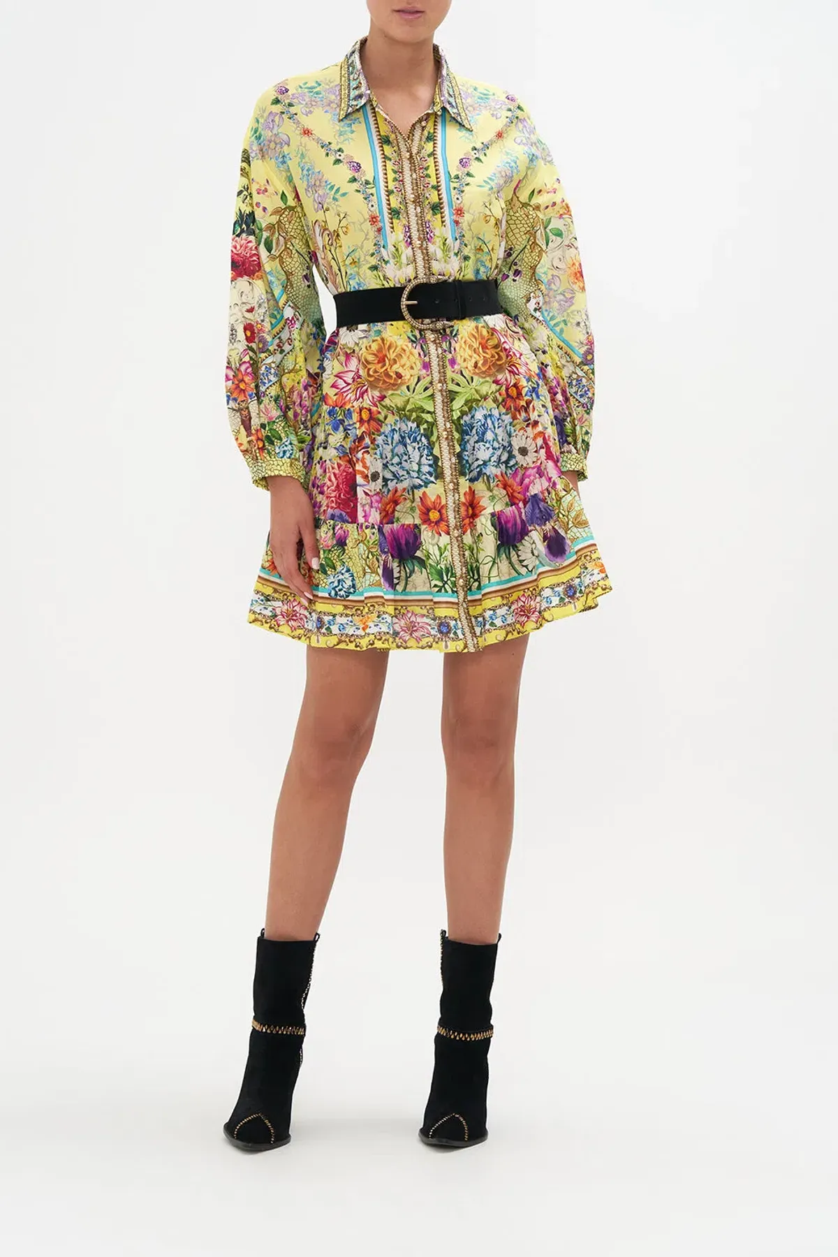 Camilla Birds and The Bees Tiered Shirt Mini Dress Floral Size L / AU 14 - Image 2