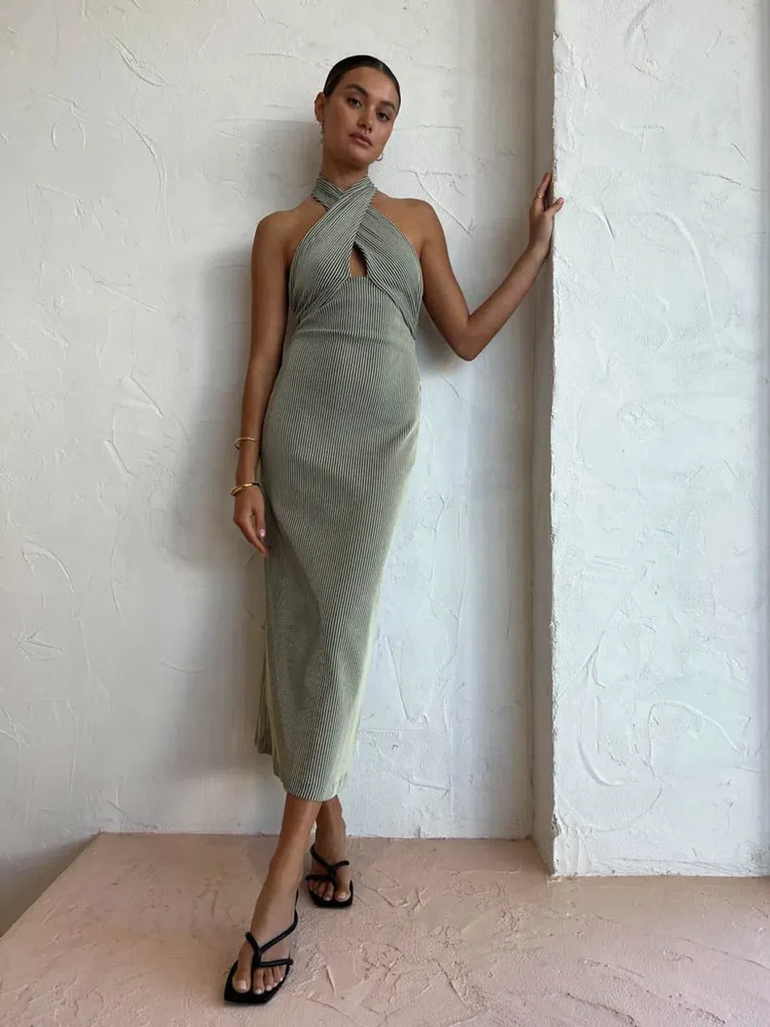 Camilla and Marc Orlando Midi Dress in Sage Green Size 8 for rent on The Volte - main image