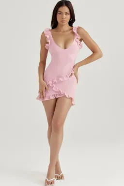 House of CB Tania Ruffle Mini Dress Pink Size S / AU 8 for rent on The Volte - image 2