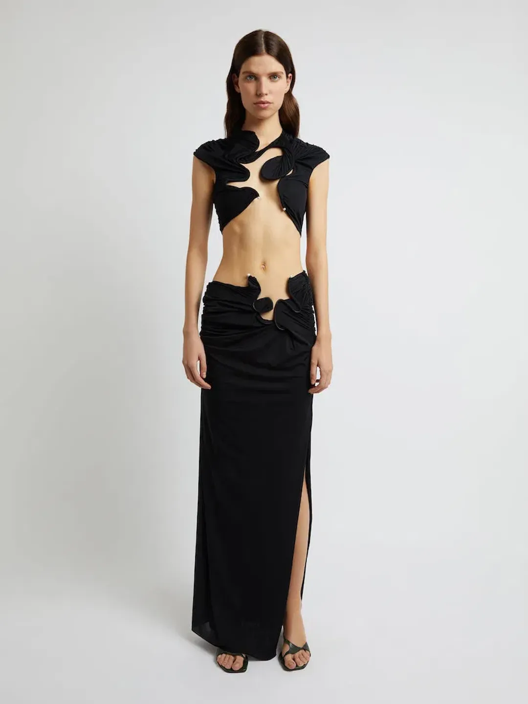 Christopher Esber Venus Crop Top and Skirt Set Black Size 6 for rent on The Volte - main image