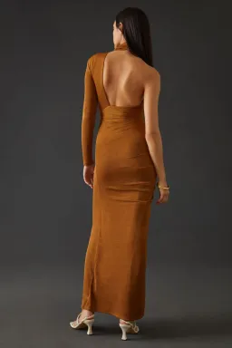 Misha Pauline Silky Maxi Dress Bronze Size 6 for rent on The Volte - image 2
