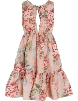 Zimmermann Candescent Plunge Neck Mini Dress in Coral Tree Print Size 6 for rent on The Volte - image 4