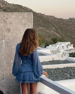 Shona Joy Noemi Long Sleeve Ruched Mini Dress Ocean Blue Size 8 for rent on The Volte - image 4