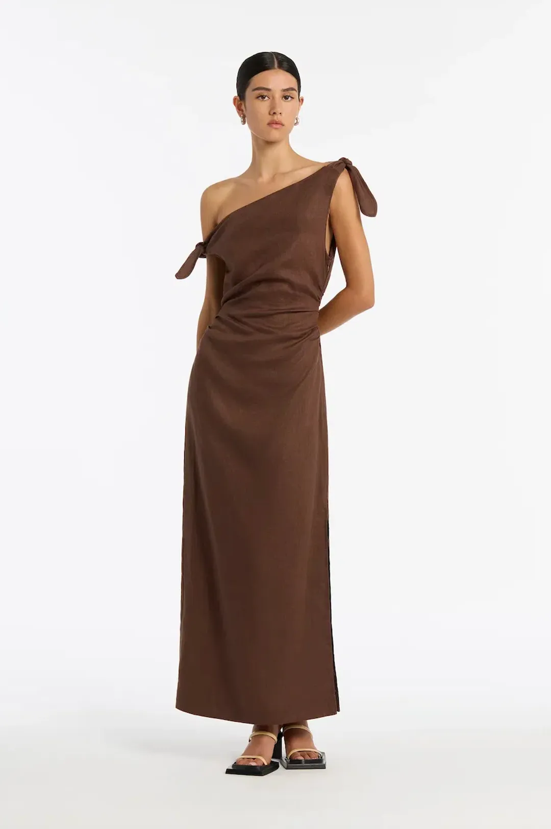 Sir the Label Bettina Off Shoulder Dress Brown Size 6 for rent on The Volte - main image