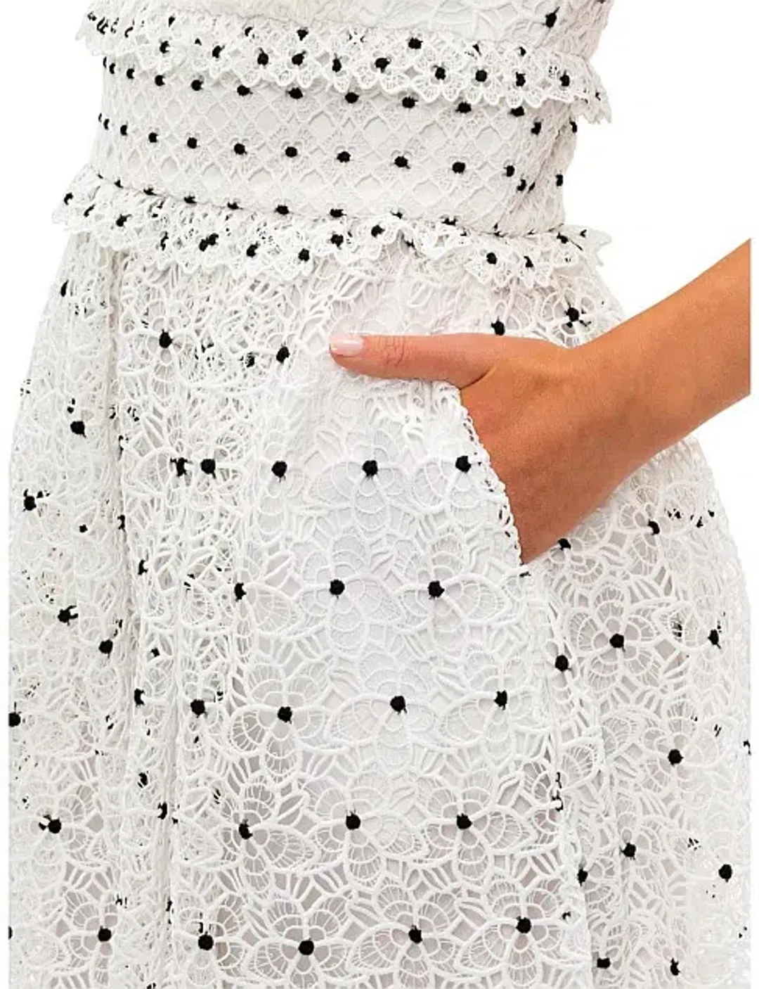 Self Portrait Guipure Hibiscus Midi Dress Ivory Size AU 12 for rent on The Volte - main image