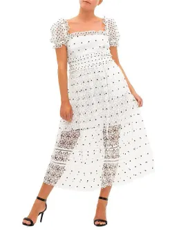 Self Portrait Guipure Hibiscus Midi Dress Ivory Size AU 12 for rent on The Volte - image 3