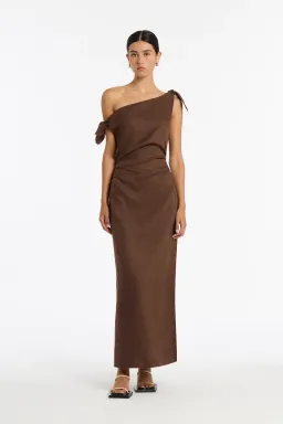 Sir the Label Bettina off Shoulder Dress in Chocolate Size AU 8 for rent on The Volte - image 3