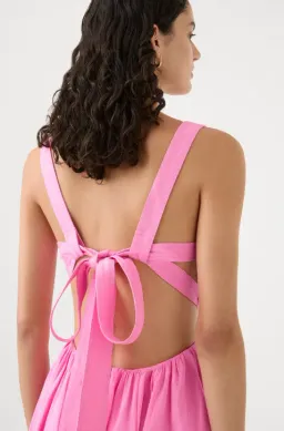 Aje Clara Tie Back Linen Blend Mini Dress Pink Size 10 for rent on The Volte - image 2