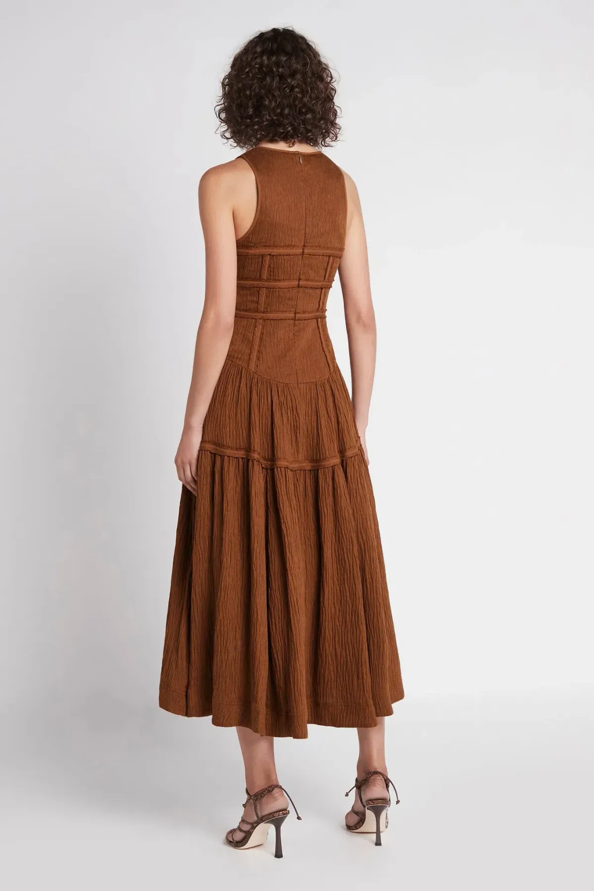 Aje Tidal Corset Midi Dress in Coffee Size 10 - Image 2