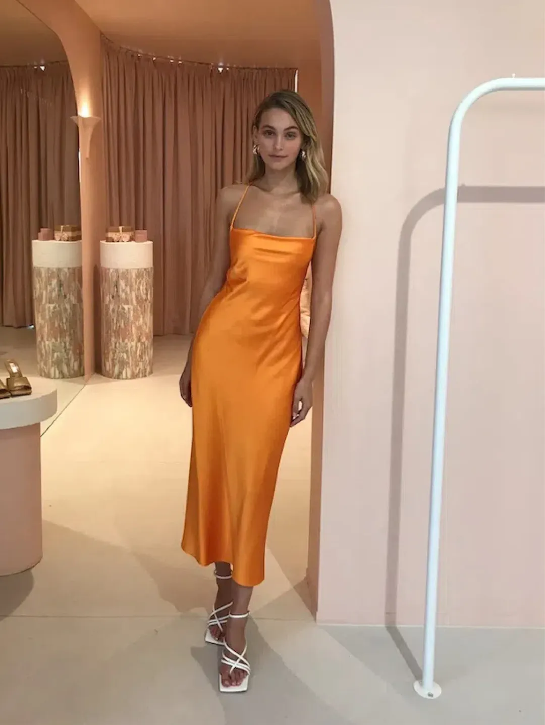 Bec & Bridge Seraphine Lace Up Midi Dress Tangerine Size XS / AU 6 for rent on The Volte - main image