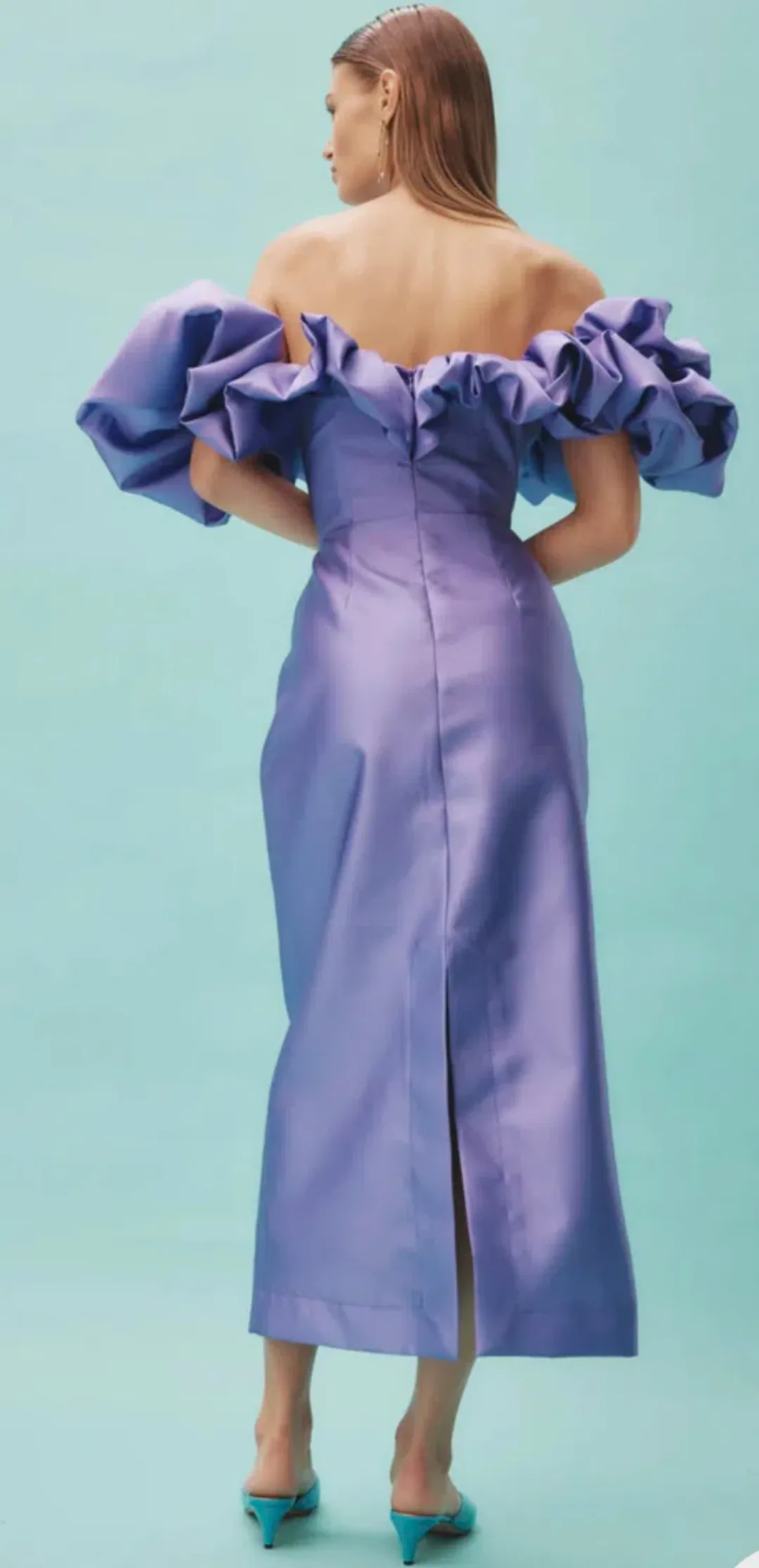 Alemais Suzi Off Shoulder Midi Dress Violet Size 10 for rent on The Volte - main image