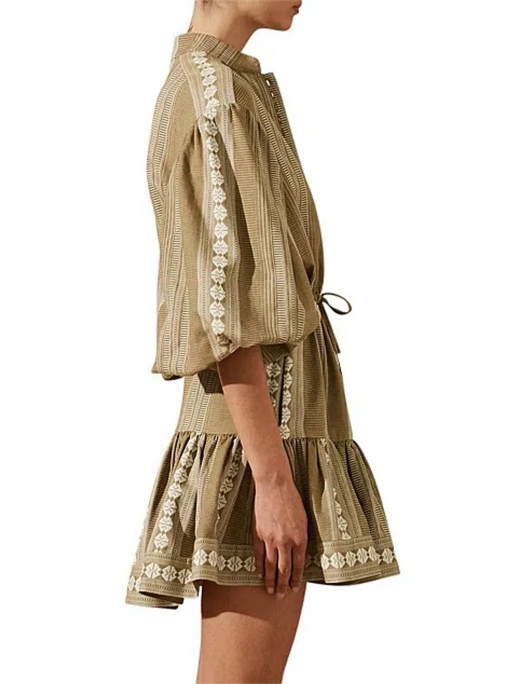 Shona Joy Lizete Balloon Sleeve Drawstring Mini Dress Multi Size 10 for rent on The Volte - main image