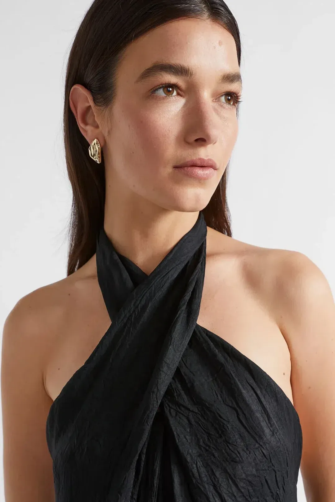 Seed Heritage Satin Halter Maxi Dress Black Size 6 for rent on The Volte - main image