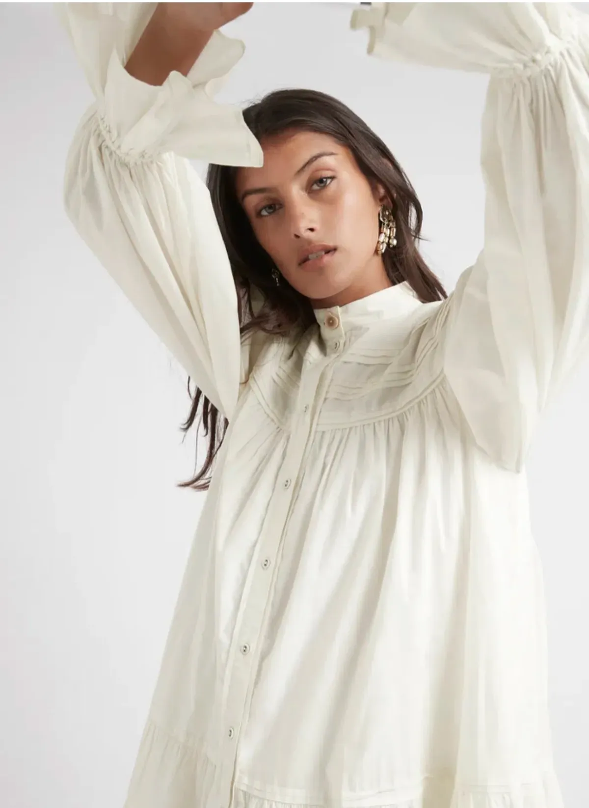 Aje Salita Longsleeve Broderie Smock Dress Ivory Size 10 - Image 6