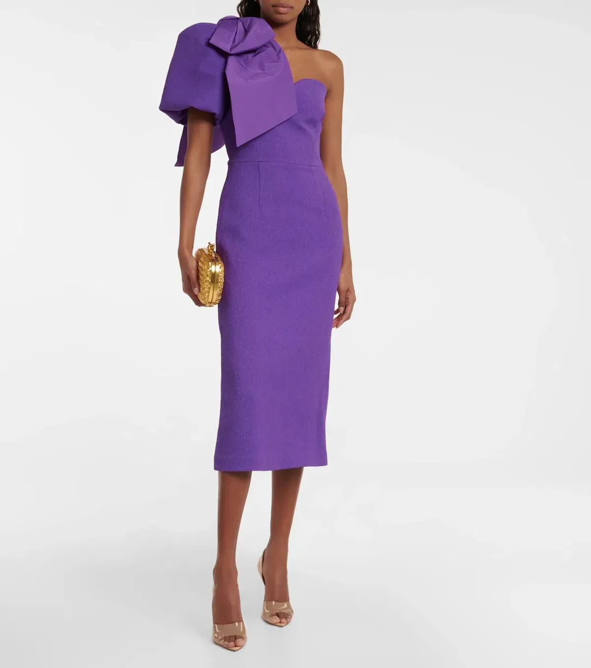 Rebecca Vallance Rumi One-shoulder Crêpe Midi Dress Purple Size 14 - Image 1