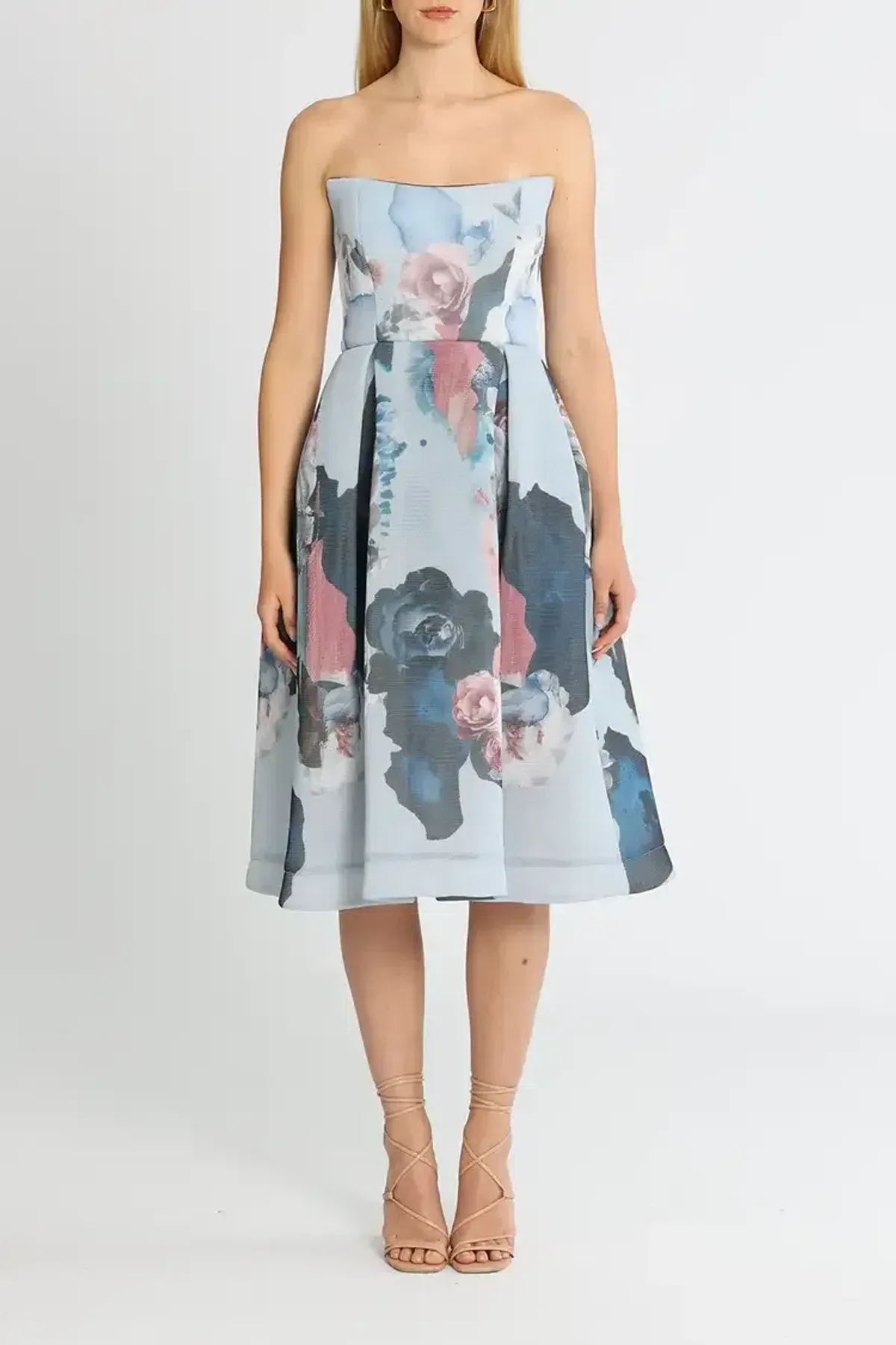 Nicholas Floral Mesh Ball Dress Print Size 8 - Image 1
