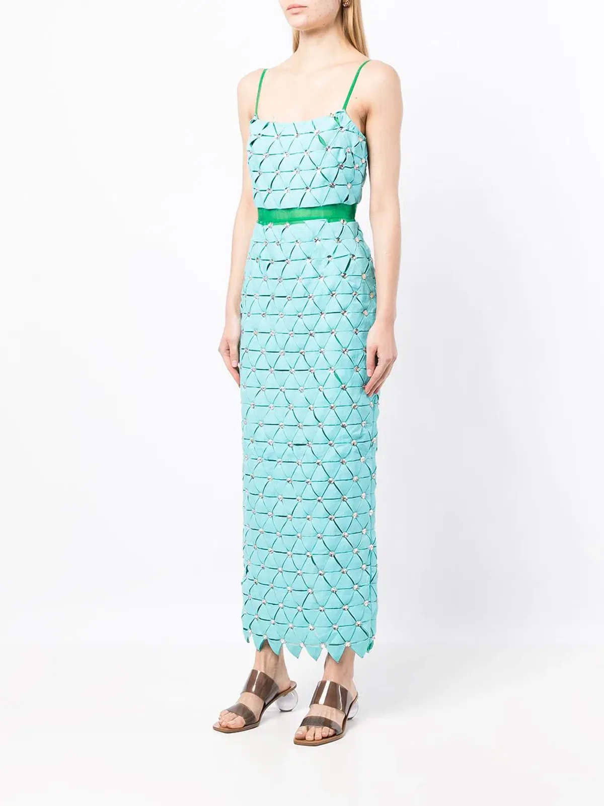 Rachel Gilbert Cindy Panelled Maxi Gown Aqua Size 0 / AU 6 - Image 2