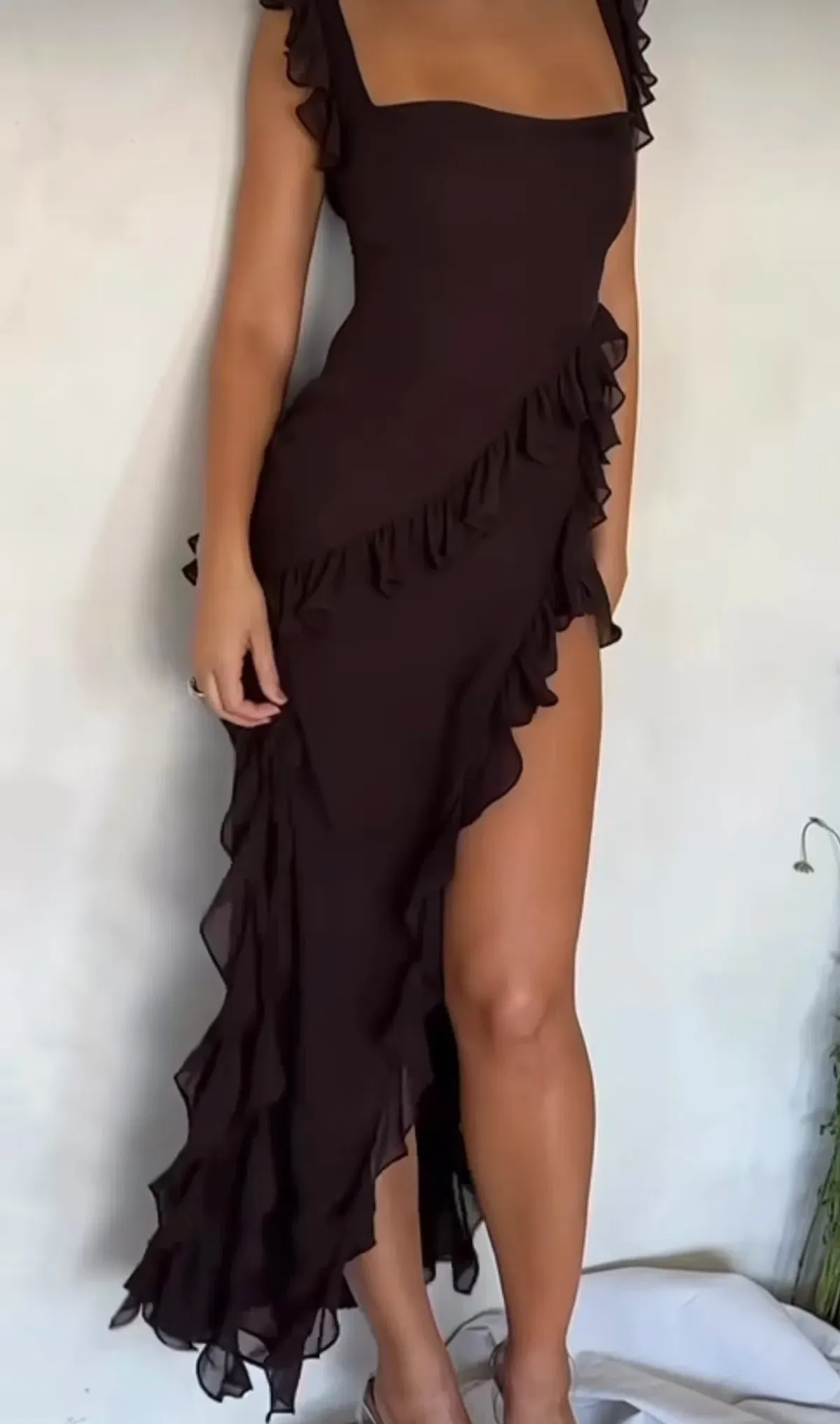 House Of CB Ariela Ruffle Maxi Dress Brown Size S / AU 8 - Image 6