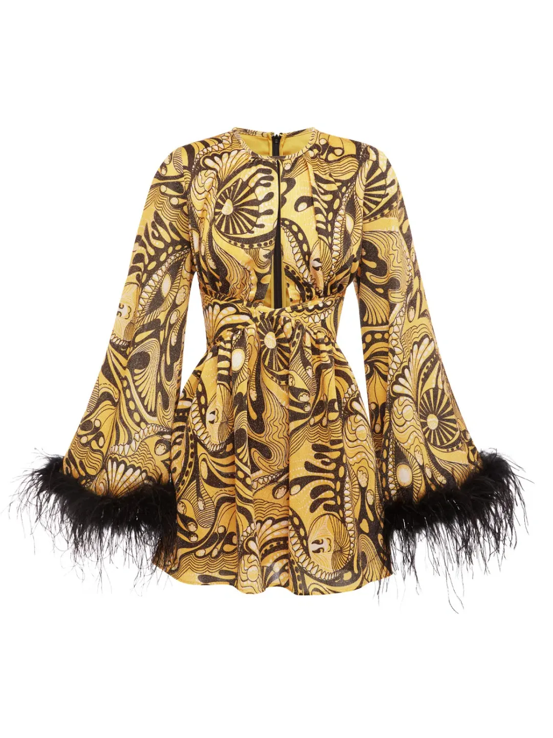 Alice McCall Gold Dust Feather Mini Dress Multi Size 8 AU for rent on The Volte - main image