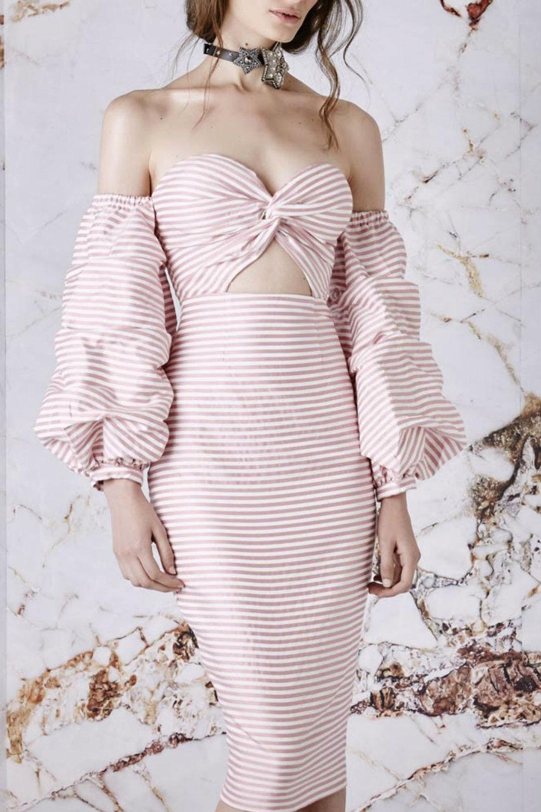 Asilio Candy Eyed Dress Pink White Stripe Size 6 for rent on The Volte - main image