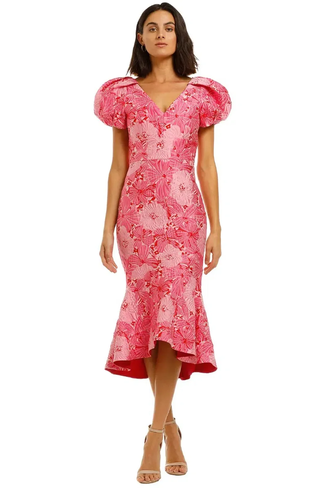 Love Honor Argento Midi Dress Pink Size 8 for rent on The Volte - main image