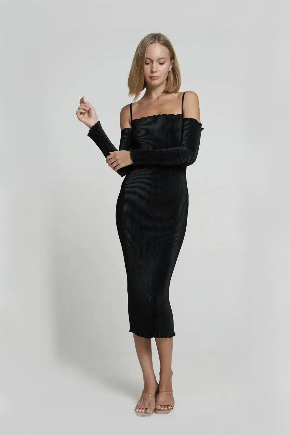 L'idée Le Cocktail Midi Dress in Noir/Black Size 12 - Image 1