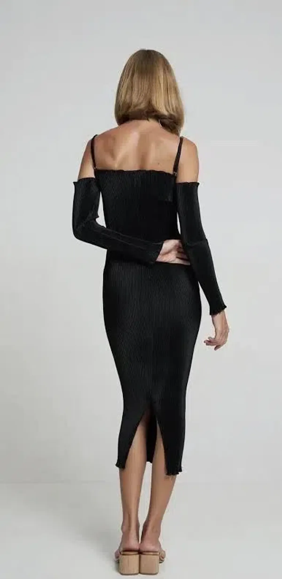 L'idée Le Cocktail Midi Dress in Noir/Black Size 12 - Image 4