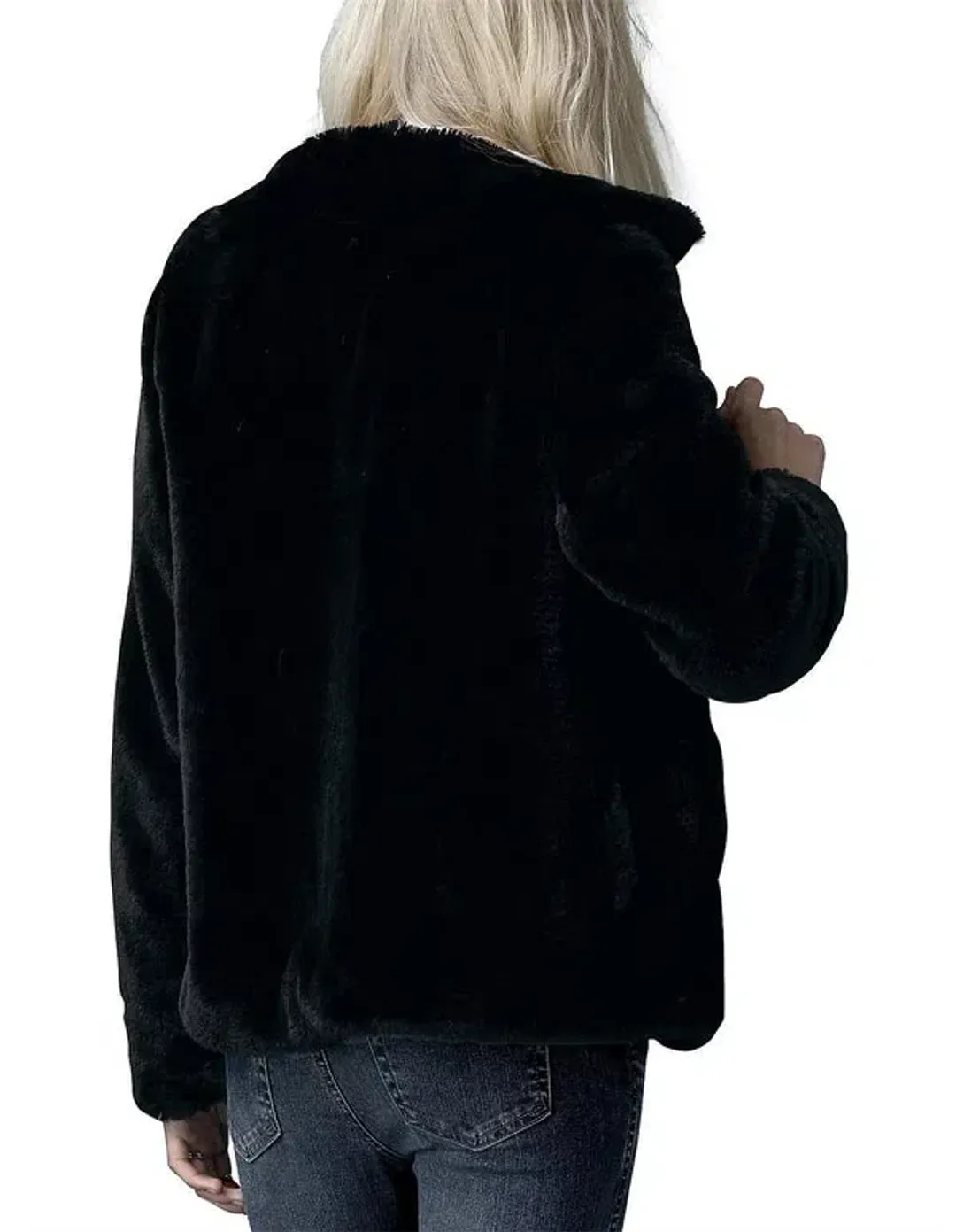 Ena Pelly Lizzie Faux Fur Jacket in Black | Medium (AU 10) for rent on The Volte - main image