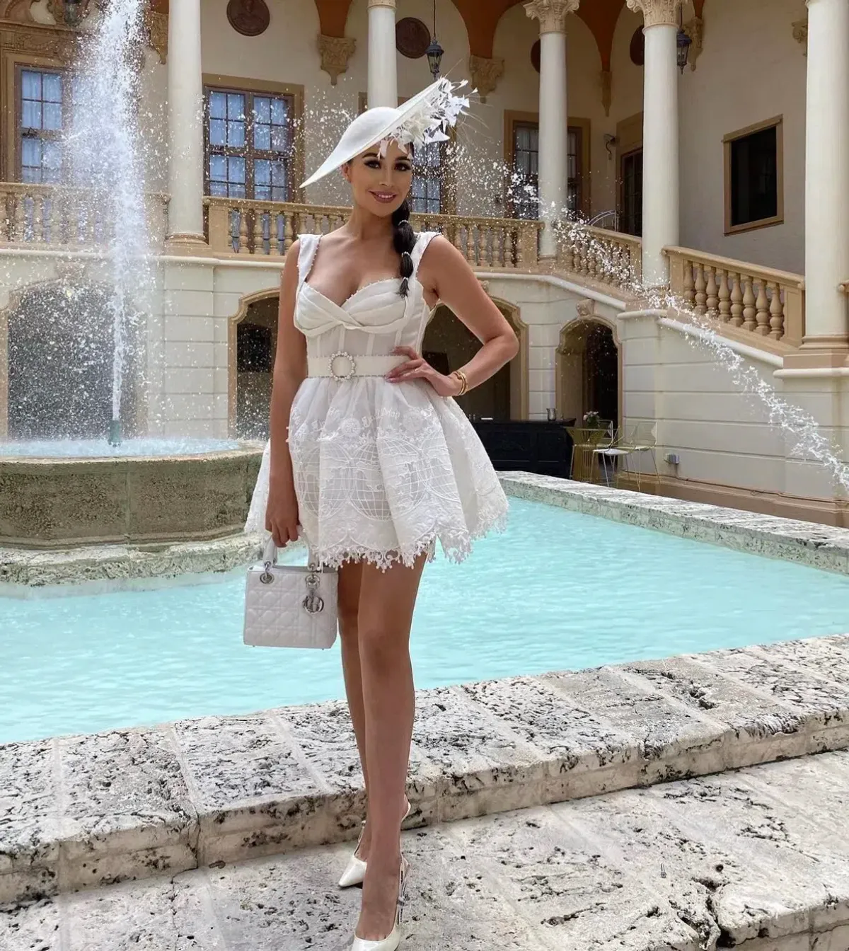 Zimmermann High Tide Embroidered Mesh Mini Dress in Ivory Size 0 / Au 8 - Image 3