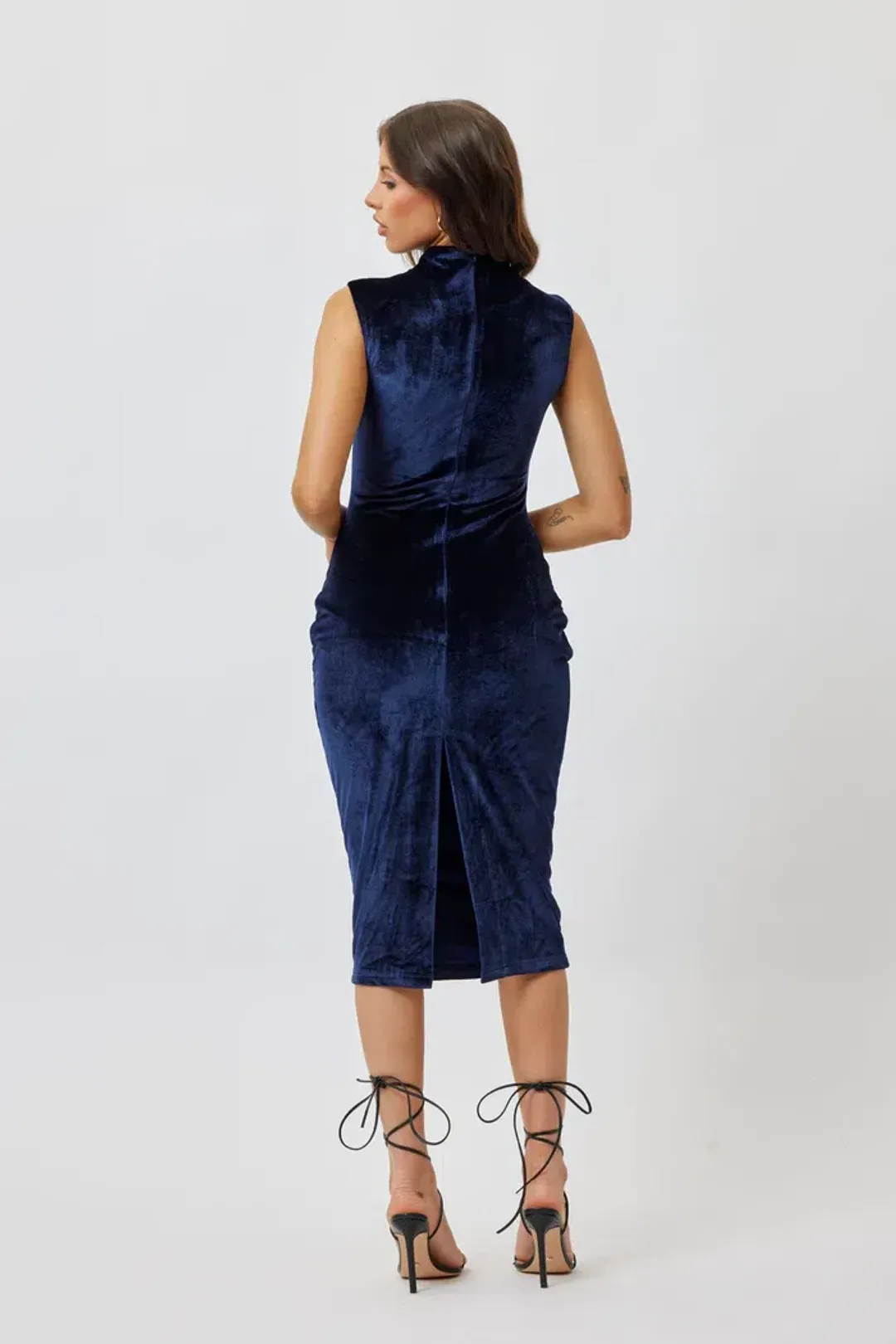 Bianca And Bridgett Velvet Midi Length Dress In Navy Size 16 for rent on The Volte - main image