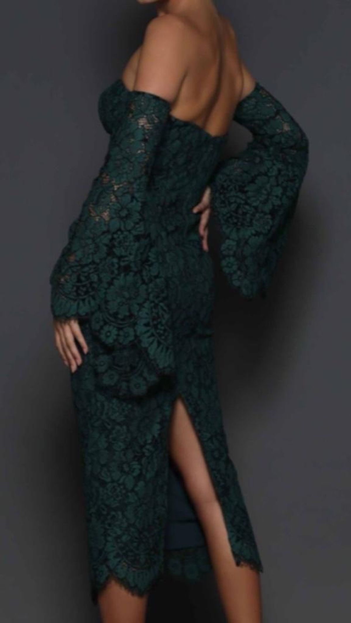 Elle Zeitoune Heather Dress Forest Green Size 6 - Image 2