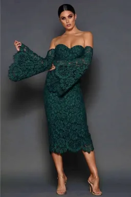 Elle Zeitoune Heather Dress Forest Green Size 6 for rent on The Volte - image 1