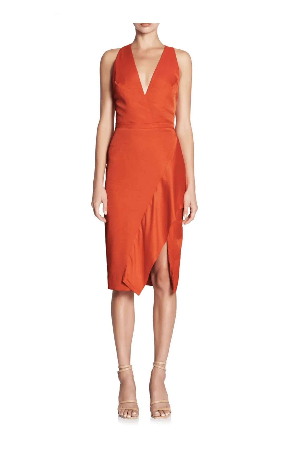 Manning Cartel Cocktail Hour V-Neck Dress Orange Size 8 for rent on The Volte - main image